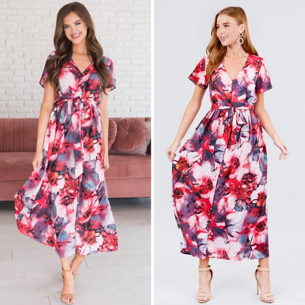 Gorgeous floral button down maxi dress